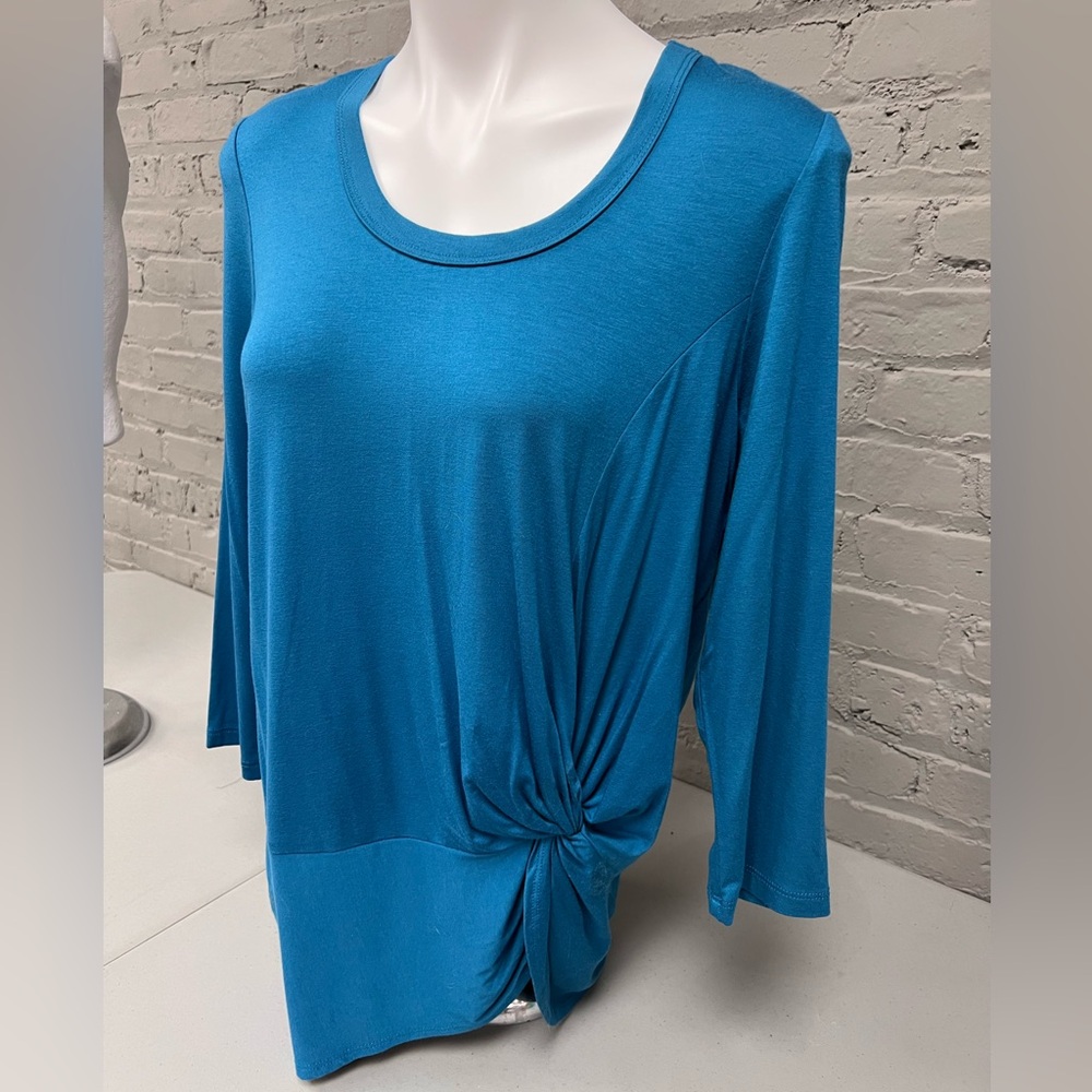 Karen Kane Teal Long Sleeve Top with Knot Detail